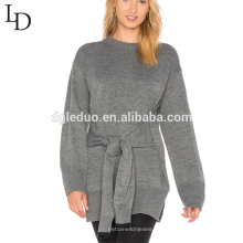 Nuevo diseño otoño oversized mujeres grises suéter largo